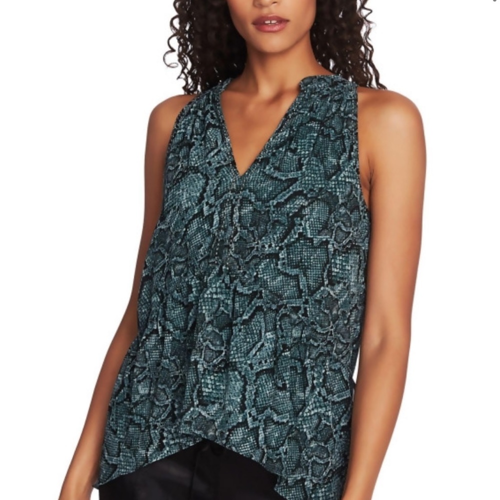 NWOT 1. State green embellished snake print strapless v neck top
